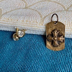 Steampunk style brass Swiss cross pendant